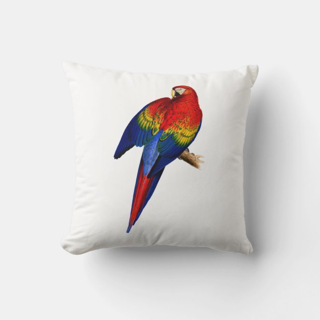 Scarlet Macaw Tropical Colourful Rain Forest Bird Cushion (Front)
