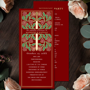 Scarlet Mediaeval Gold Floral Sword Royal Wedding Programme