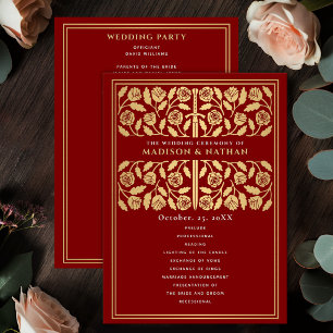 Scarlet Mediaeval Gold Sword Royal Wedding Programme