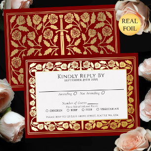 Scarlet Mediaeval Gold Sword Royal Wedding RSVP