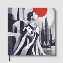 Scarlet Moon: Stylised Woman in Monochrome Landsca