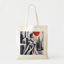 Scarlet Moon: Stylised Woman in Monochrome Landsca