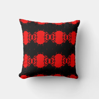 Scarlet Noir – Red & Black Ornamental Geometric Cushion
