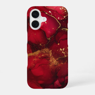 Scarlet Opulence Luxury Red & Gold Bold Glam iPhone 16 Case