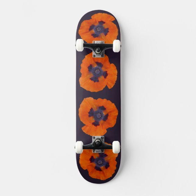 Scarlet Orange Poppy 1 Skateboard (Front)