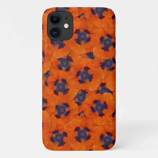 Scarlet Orange Poppy Seamless Pattern Case-Mate iPhone Case (Back)