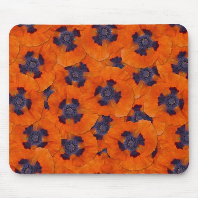 Scarlet Orange Poppy Seamless Pattern Mouse Pad (Front)