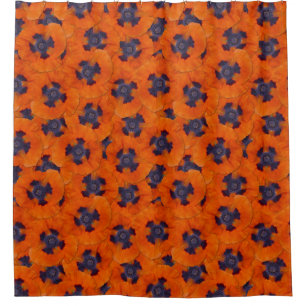 Scarlet Orange Poppy Seamless Pattern Shower Curtain