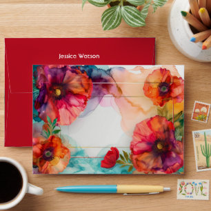 Scarlet Petal Elegance Envelope