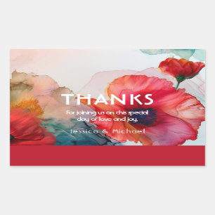 Scarlet Petal Elegance Rectangular Sticker