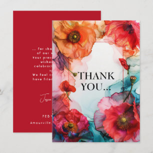 Scarlet Petal Elegance Thank You Card