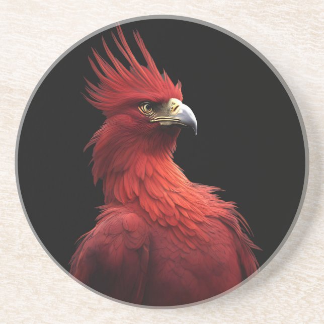 Scarlet Phoenix Sits Proudly Coaster (Front)