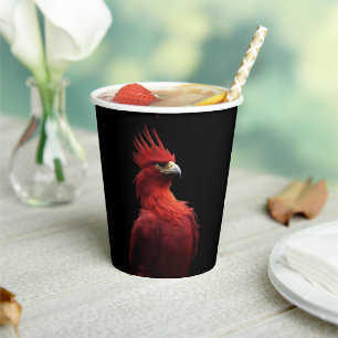 Scarlet Phoenix Sits Proudly Paper Cups