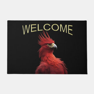Scarlet Phoenix Sits Proudly Welcome Doormat