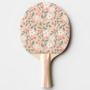 Scarlet Pimpernel Florals and Buds - Whiteand Pink Ping Pong Paddle
