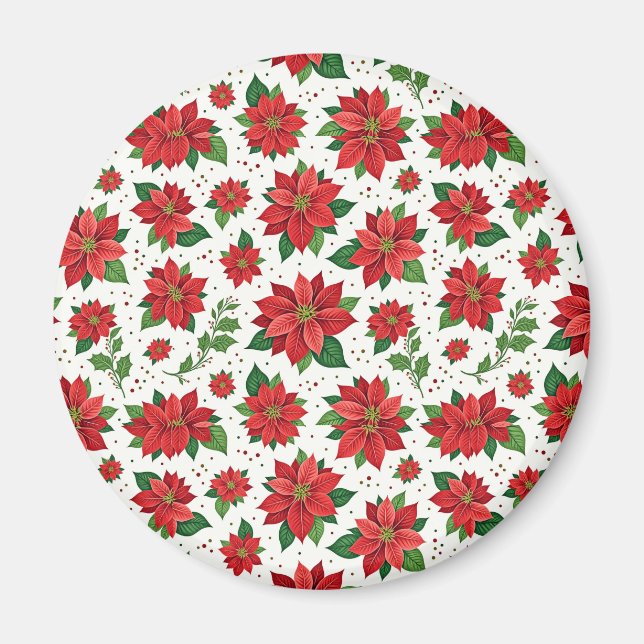 Scarlet Poinsettias Magnet (Front)