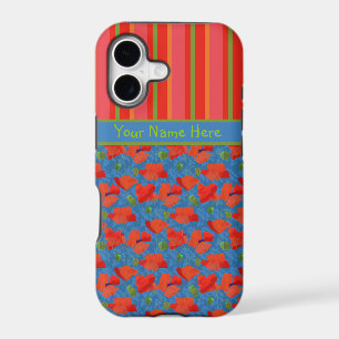 Scarlet Poppies and Stripes iPhone 5/5s Case