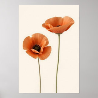 Scarlet Poppies | Minimalist Botanical Floral Wall Poster