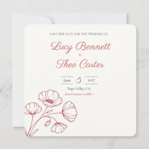 Scarlet Poppy Save the Date Card