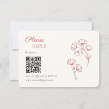 Scarlet Poppy Wedding RSVP Card