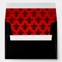 Scarlet red and black royal fleur de lis pattern