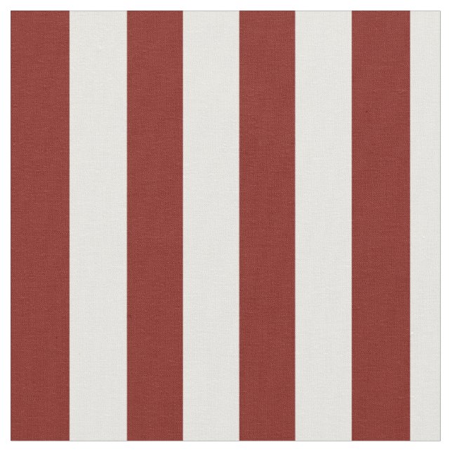 Scarlet Red and White Vertical Stripes Fabric (Close Up)