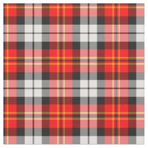 Scarlet Red, Black and White Sporty Plaid Fabric