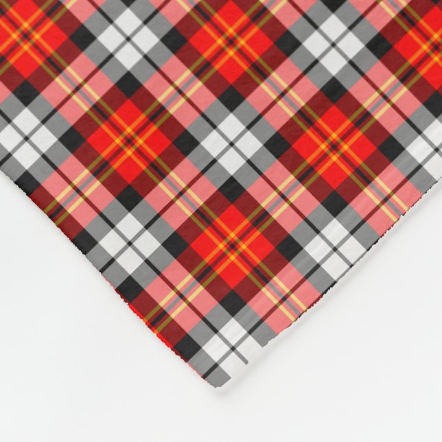 Scarlet Red, Black and White Sporty Plaid Fleece Blanket (Corner)