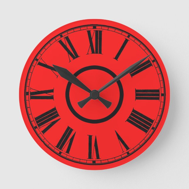 Scarlet Red Clock Weathered Effect Roman Numbers (Front)
