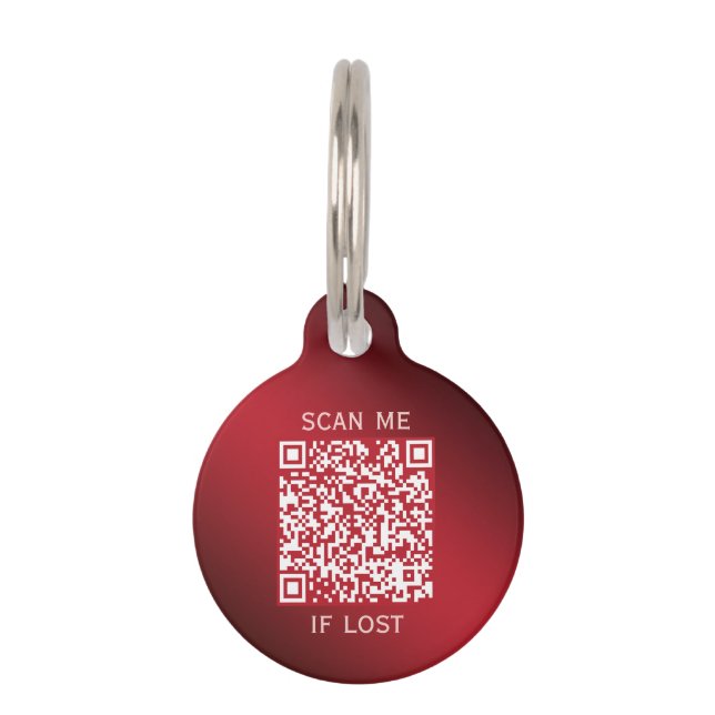 Scarlet Red Custom QR Code Pet ID Tag (Front)