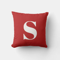 Scarlet Red Initial Monogrammed Outdoor Pillow