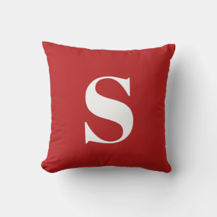 Scarlet Red Initial Monogrammed Outdoor Pillow