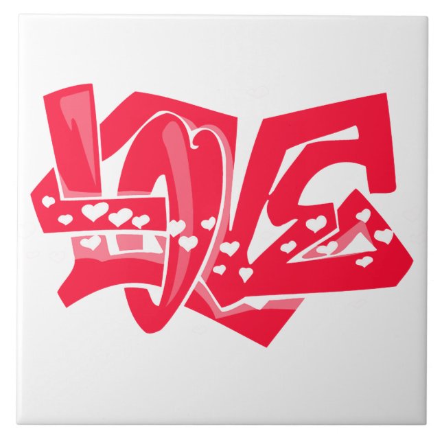 Scarlet Red Love Graffiti Tile (Front)