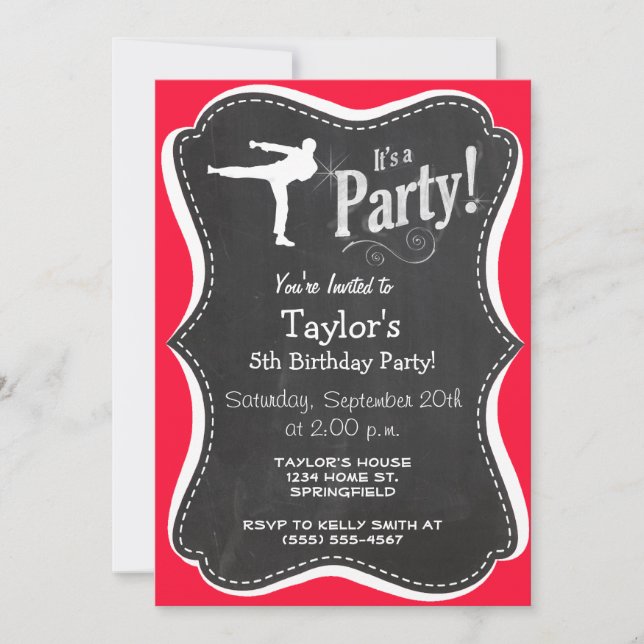 Scarlet Red Martial Arts Invitation (Front)