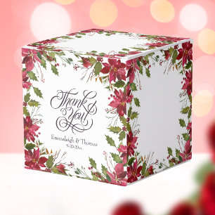 Scarlet Red Poinsettia Floral Wedding  Favour Box