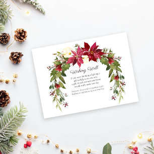Scarlet Red Poinsettia Wishing Well Wedding Enclosure Card