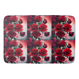 Scarlet Red Rose Bouquet,  Bath Mat