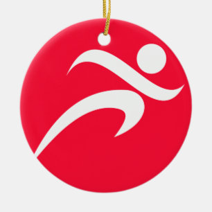 Scarlet Red Running Ceramic Tree Decoration