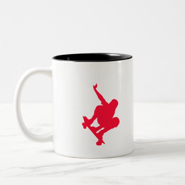 Scarlet Red Skater Two-Tone Coffee Mug (Left)