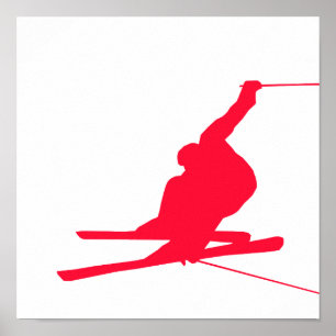 Scarlet Red Snow Ski Poster