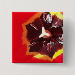 Scarlet Red Tulip 15 Cm Square Badge