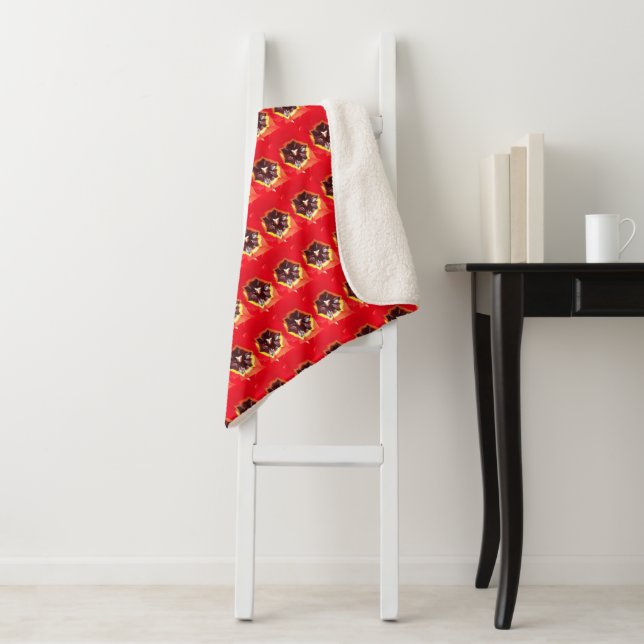 Scarlet Red Tulip Sherpa Blanket (In Situ)