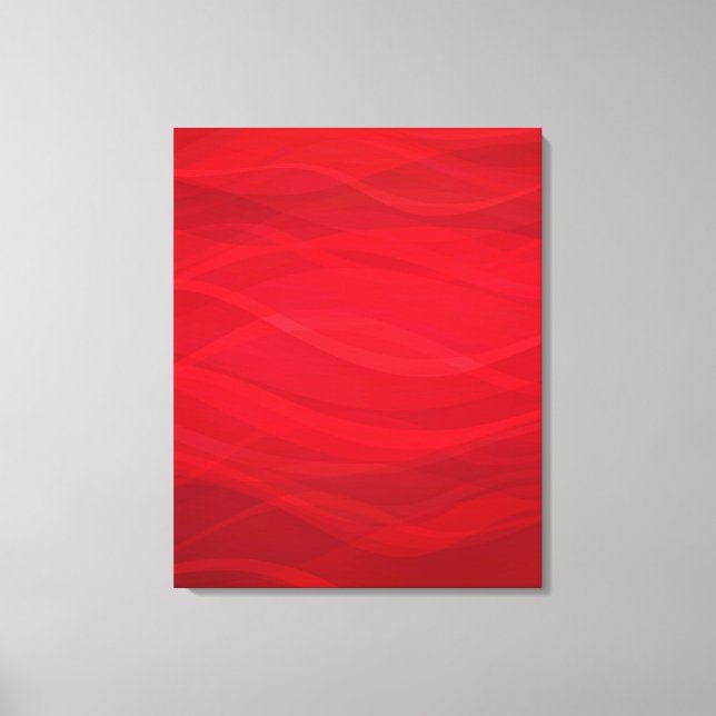 Scarlet red waves abstract graphic triptych canvas print (Front)
