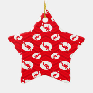 Scarlet Red, White, Chevron, Scuba Diving, Diver Ceramic Tree Decoration