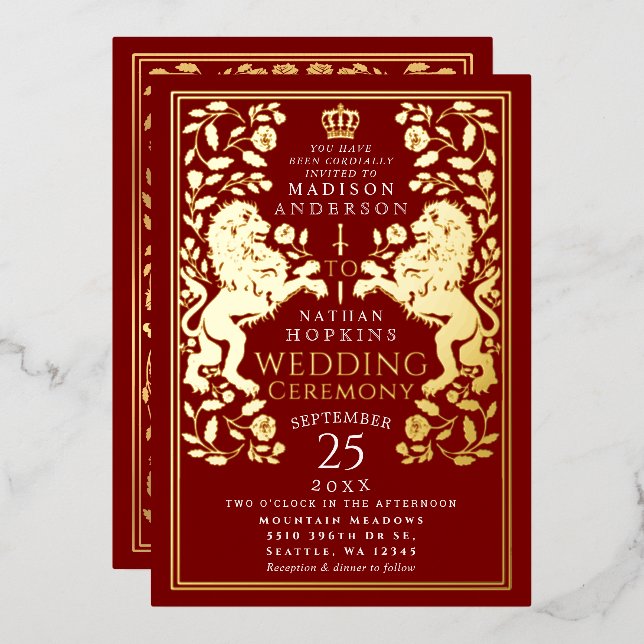 Scarlet Royal Lion Mediaeval Wedding  (Front/Back)
