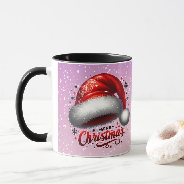Scarlet Santa Hat Glow  Mug (With Donut)