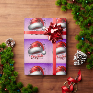 Scarlet Santa Hat Glow Wrapping Paper