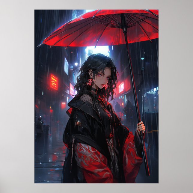 Scarlet Serenade: Mistress of the Cyberpunk Night Poster (Front)