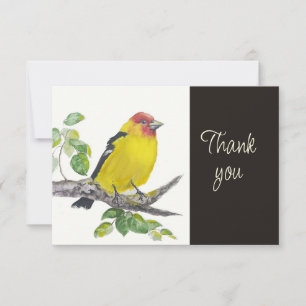 Scarlet Tanager Bird Nature WatercolorThank you Thank You Card