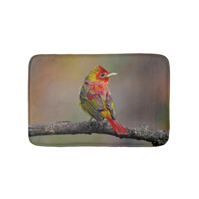 Scarlet Tanager Molting - Original Photograph Bath Mat (Front)